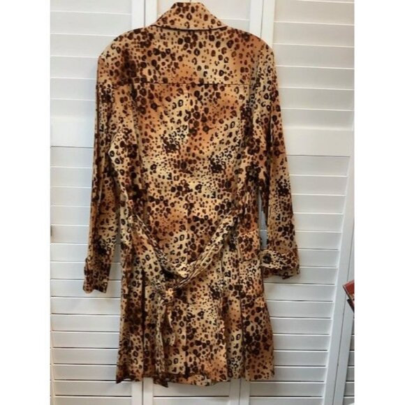 Bandolino Womens Leopard Print Button-Up Long Coat Size 16 - Picture 2 of 3